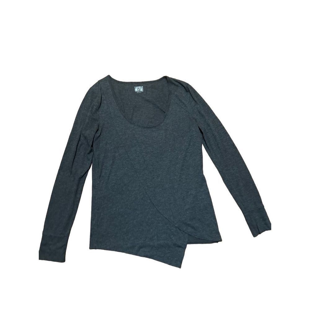 Converse Long Sleeve Faux Wrap Style Top sz L gray